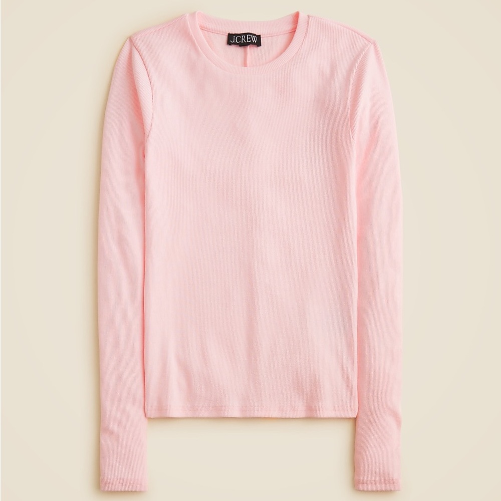 J. Crew Women's Perfect Rib Long Sleeve T-Shirt in washed out pink